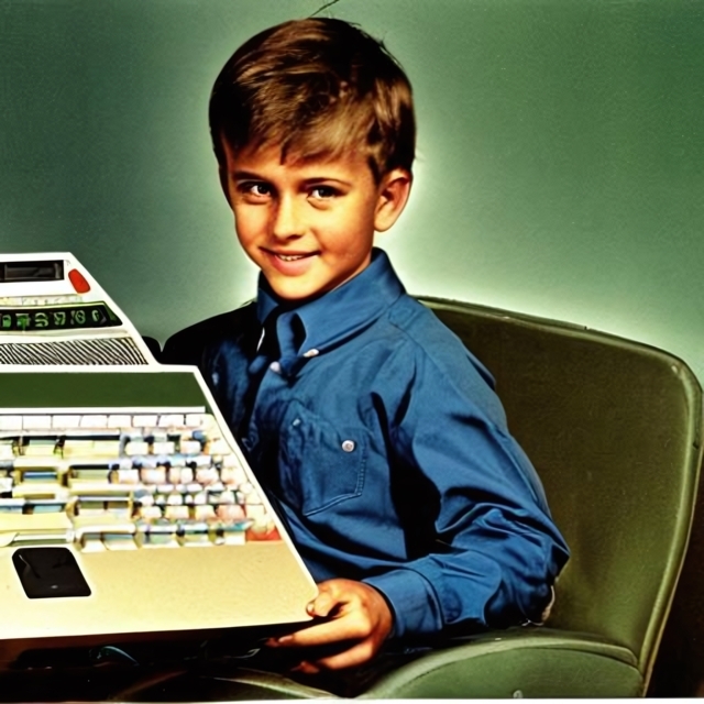 A Young Boy with Commodore 64 - Generated by Stable Diffusion
