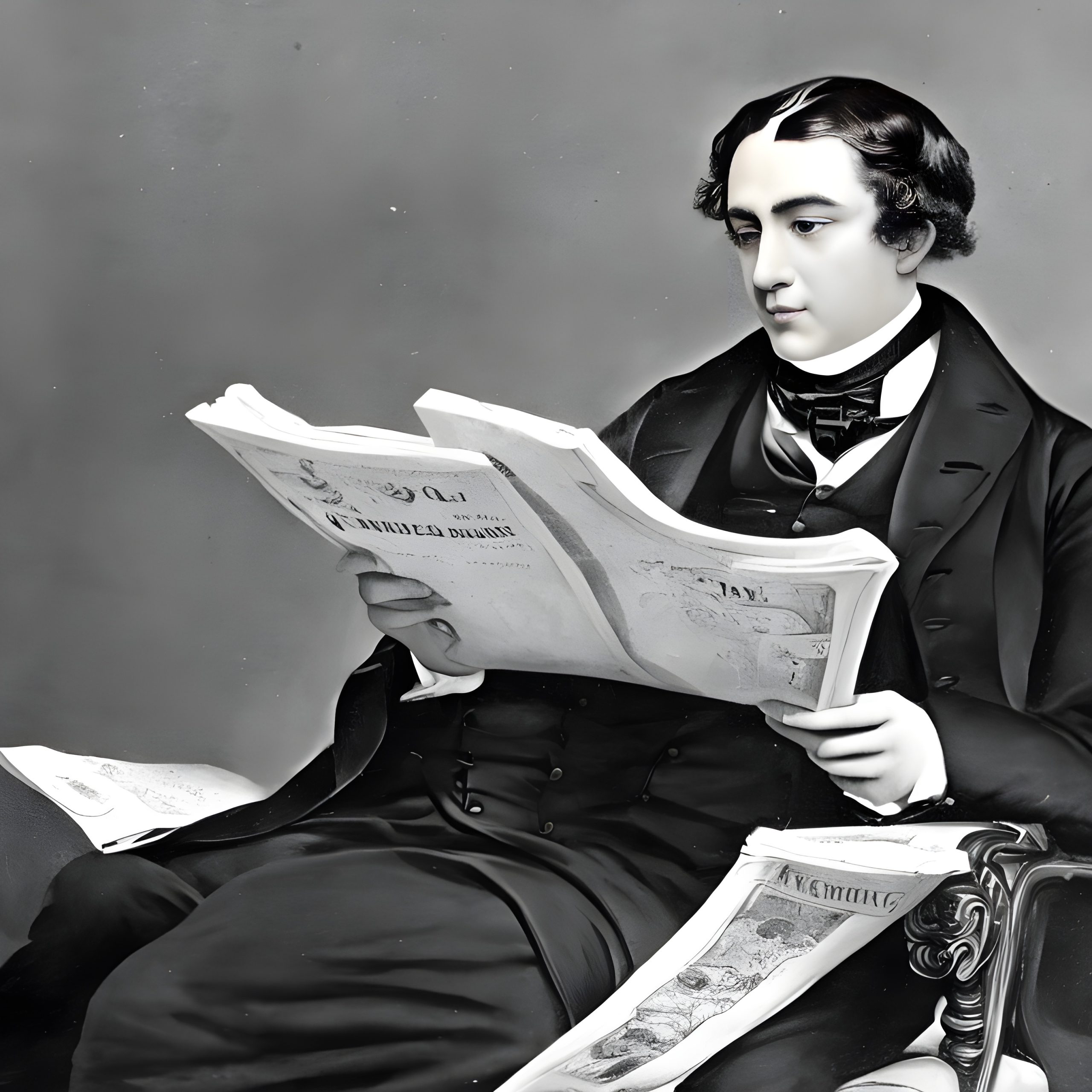 A young man reading The Punch magazine - Generated by Stable Diffusion