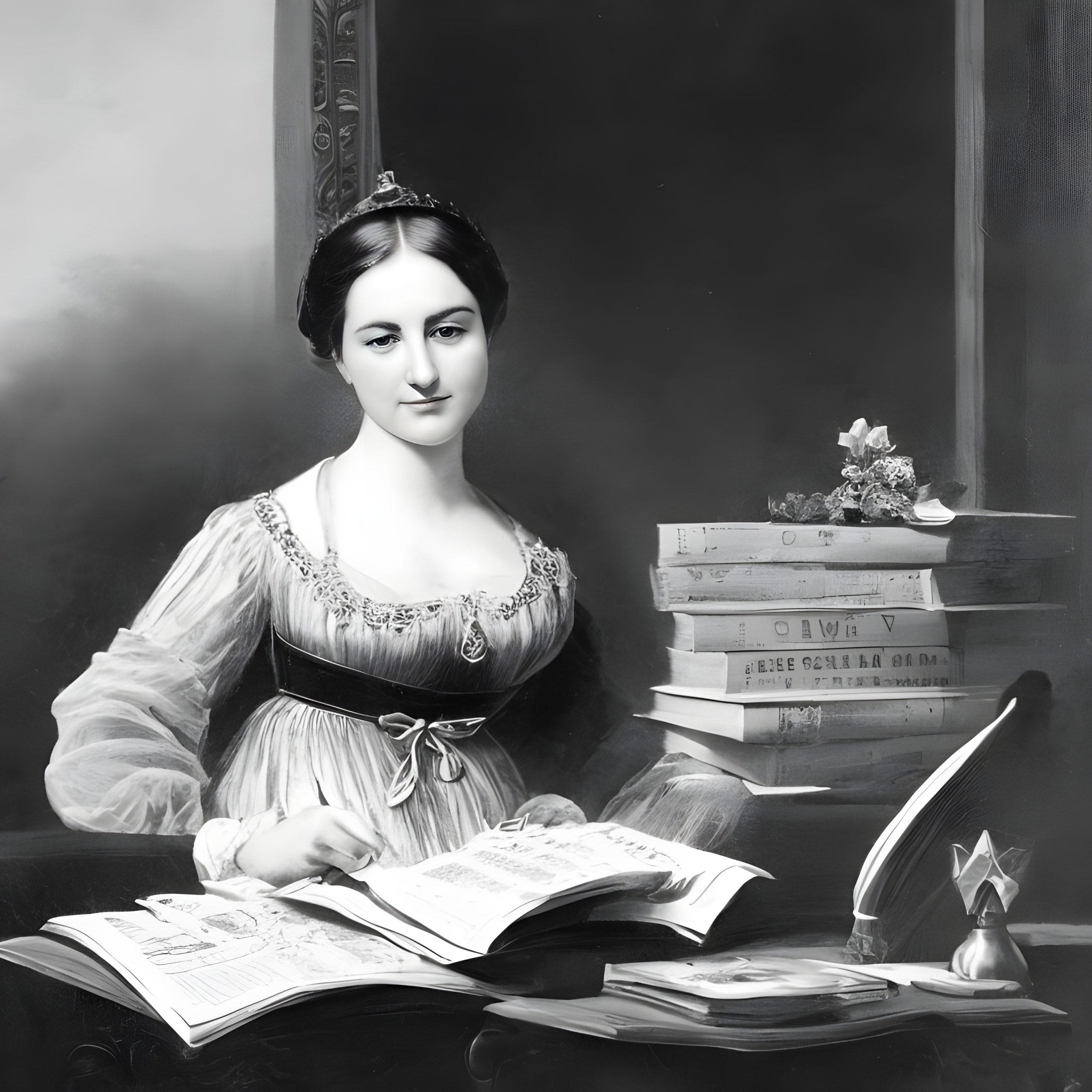 A young woman reading The Punch magazine - Generated by Stable Diffusion