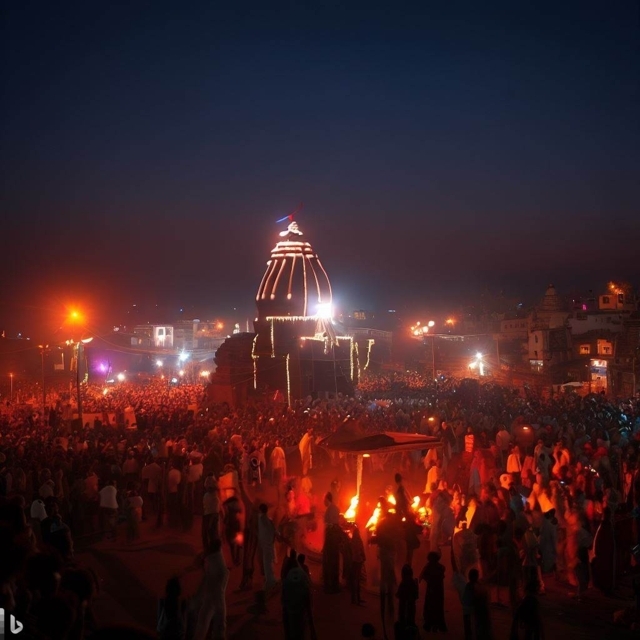 A night scene of Maha Shivaratri festival - Generated by Bing Image Creator