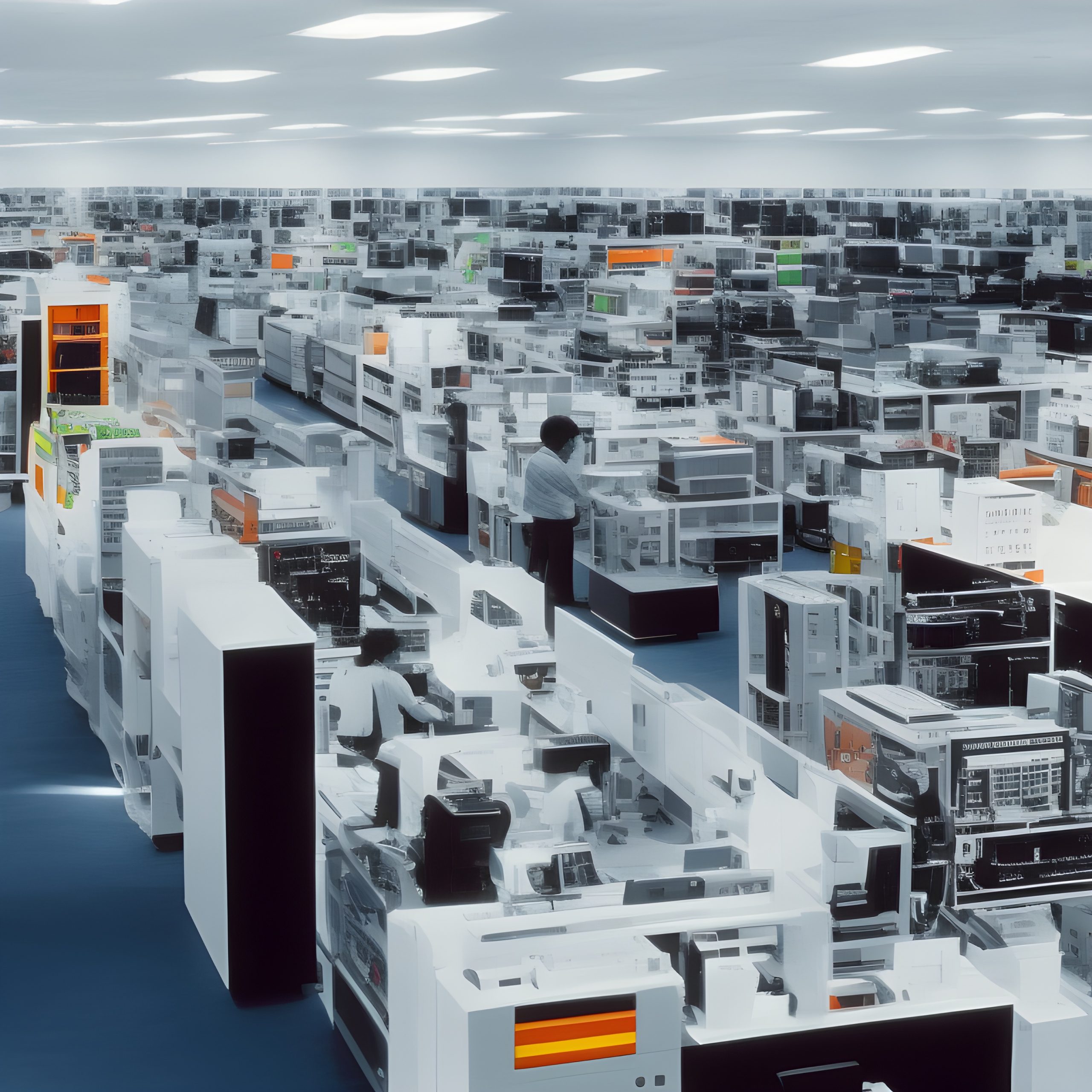 A Technology Market in the 80s - Generated by Stable Diffusion