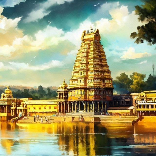A Mysore painting of Ranganathaswamy Temple - Generated by Bing Image Creator